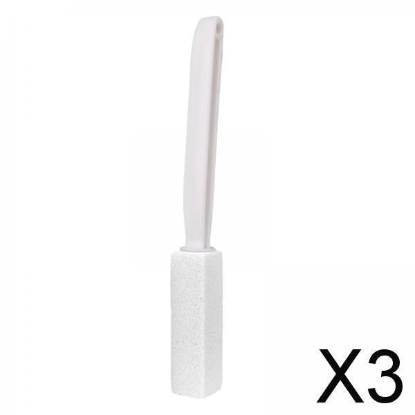 3xPumice Stone Toilets Brush with Handle for Rust Grill Feet Care Bath Pool White 20.5cm
