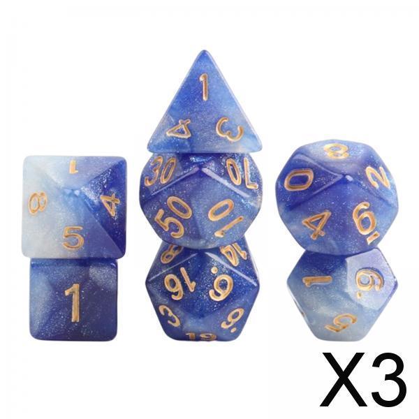 3x7x Polyhedral Dice Party Game Dice Game for DND Table Game Star Dark Blue