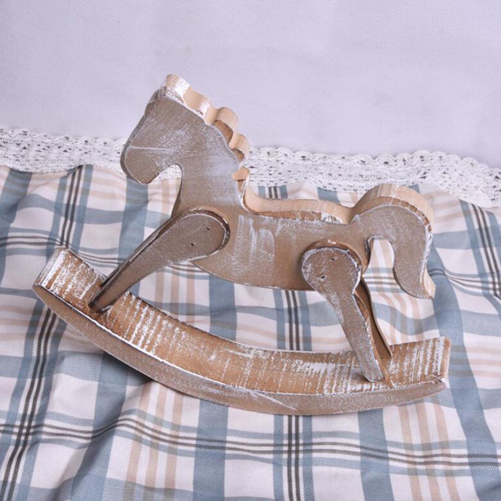 Wooden Rocking Horse Trojan Home Statue Figurine Ornament Art Craft Coffee