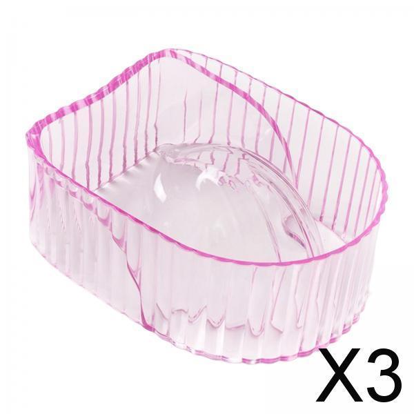 3xNail Soaking Bowl Nail Art Tool Manicure SPA Remover Acrylic for Home Salon Pink