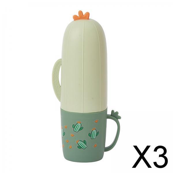 3xMultifunctional Travel Toothbrush Case Portable for Bathroom Travelling Green