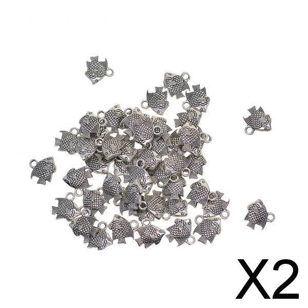 2x50Pcs Tibetan Silver 3D Cute Sea Tropical Fish Charms Pendants DIY Jewelry