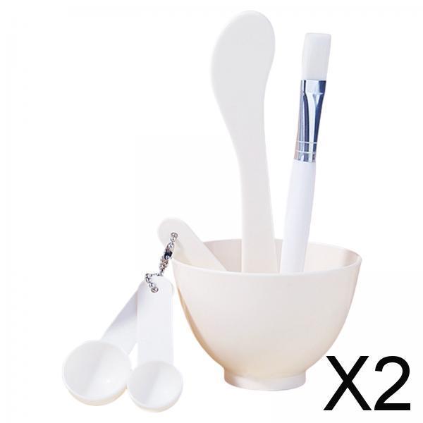2x6 in 1 Mask Mixing Bowl Set Reusable for Facial Mask Hair Masks Home White