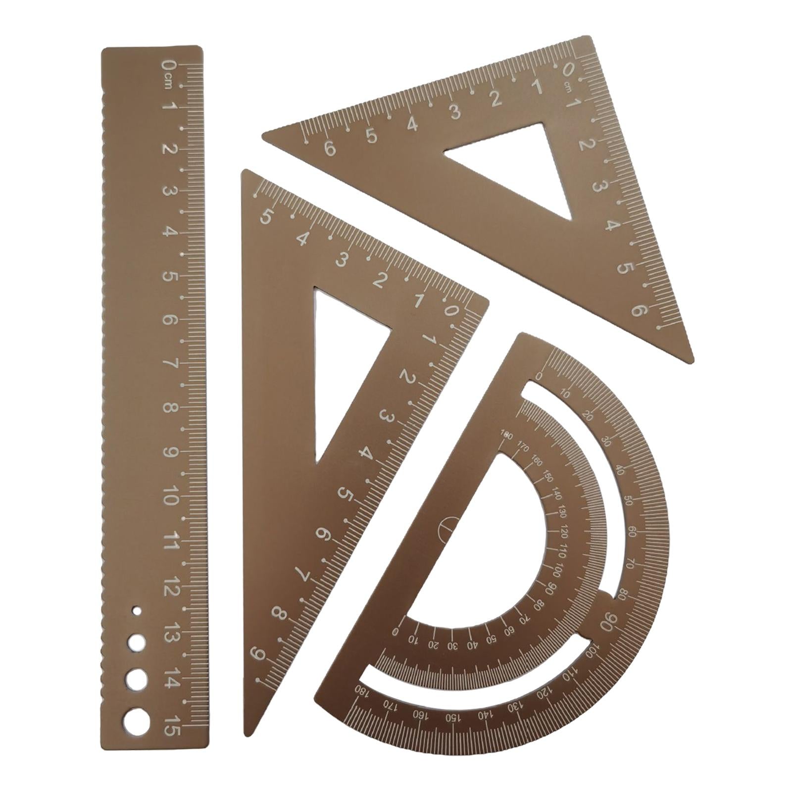 Math Geometry Kit Compass Set Triangle Right Angle Ruler Ruler for Drawing gold