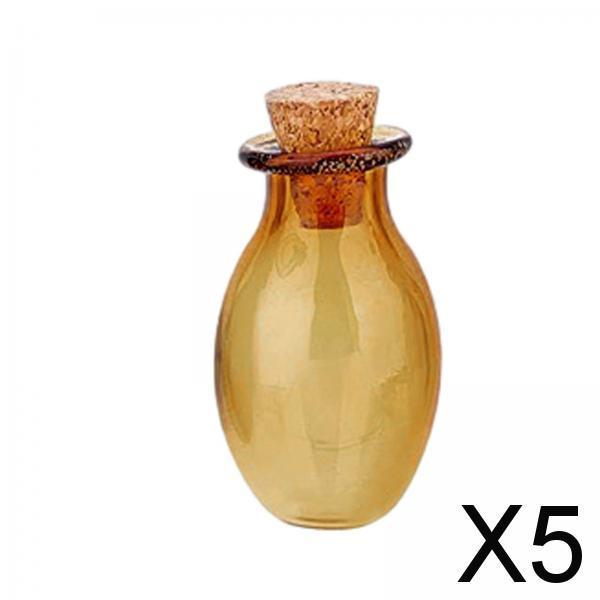 5xMini Glass Bottles Vials Cork Stoppers Empty Spell Jars Clear Wishing Bottle Champagne