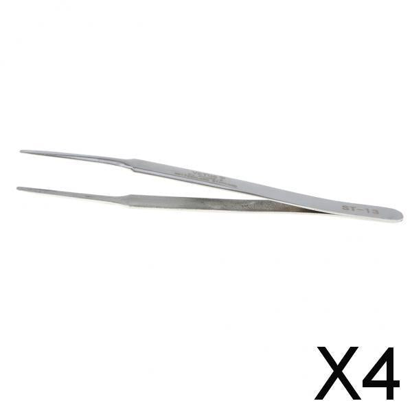 4xPrecision Stainless Steel Tweezers for Phone Repair Tool Narrow Round Head