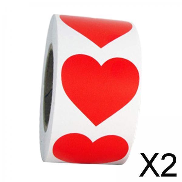 2xHeart Stickers 500Pcs Valentines Day Decoration for Birthdays Party Holidays Red