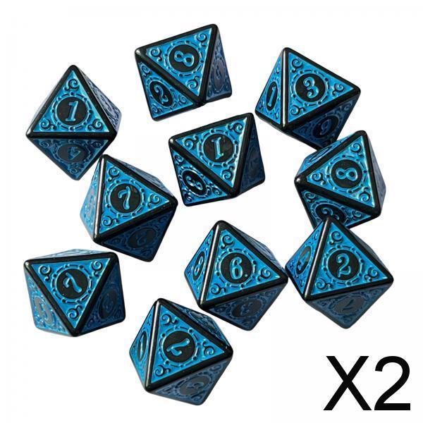 2x10Pcs 15mm Dices Acrylic Party Game Dices 8 Sided Dices Set for Party KTV Blue