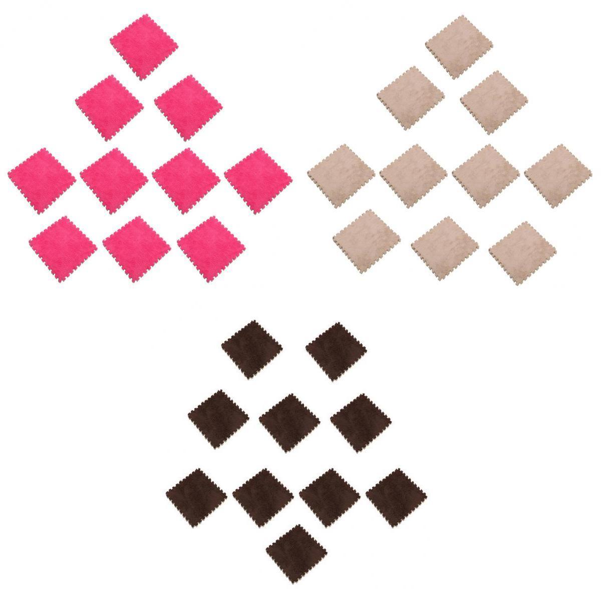 30Pcs EVA Foam Interlocking Puzzle Exercise Mat, Rose Red Beige Brown