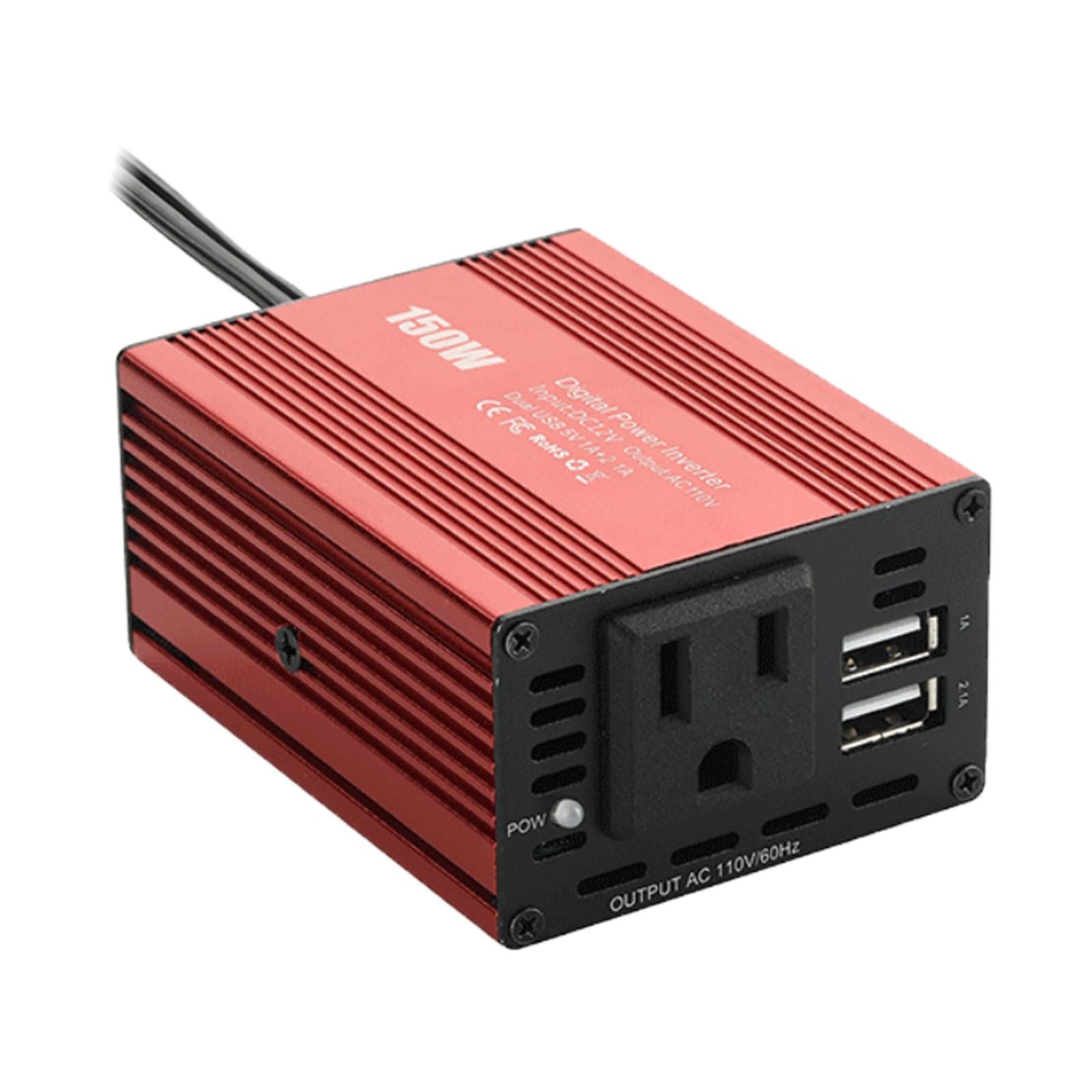 12V To 110V Converter Power Inverter Dual USB Output for Consoles TV Laptop