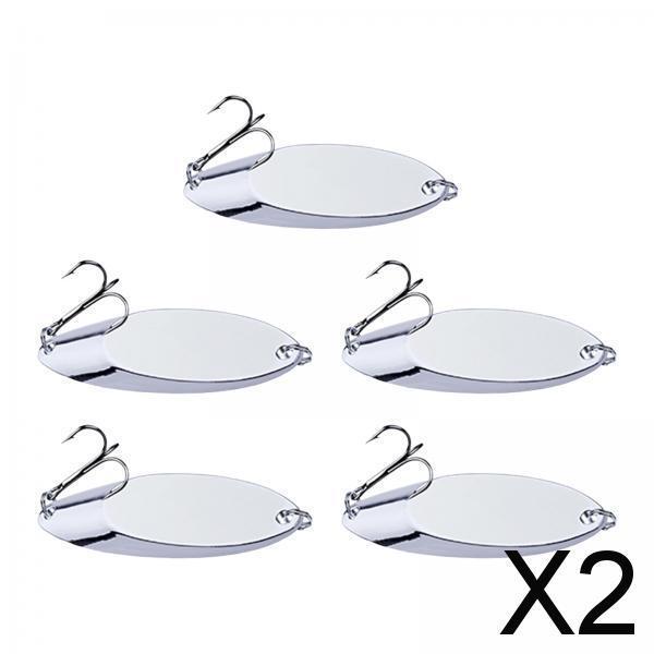 2x5 Pieces Fishing Spoons Lures Spinnerbaits Hooks Bass Baits and Lures Silver 1.5g