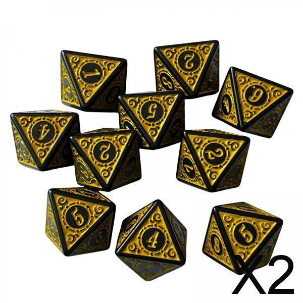 2x10Pcs 15mm Dices Acrylic Party Game Dices 8 Sided Dices Set for Party KTV Yellow