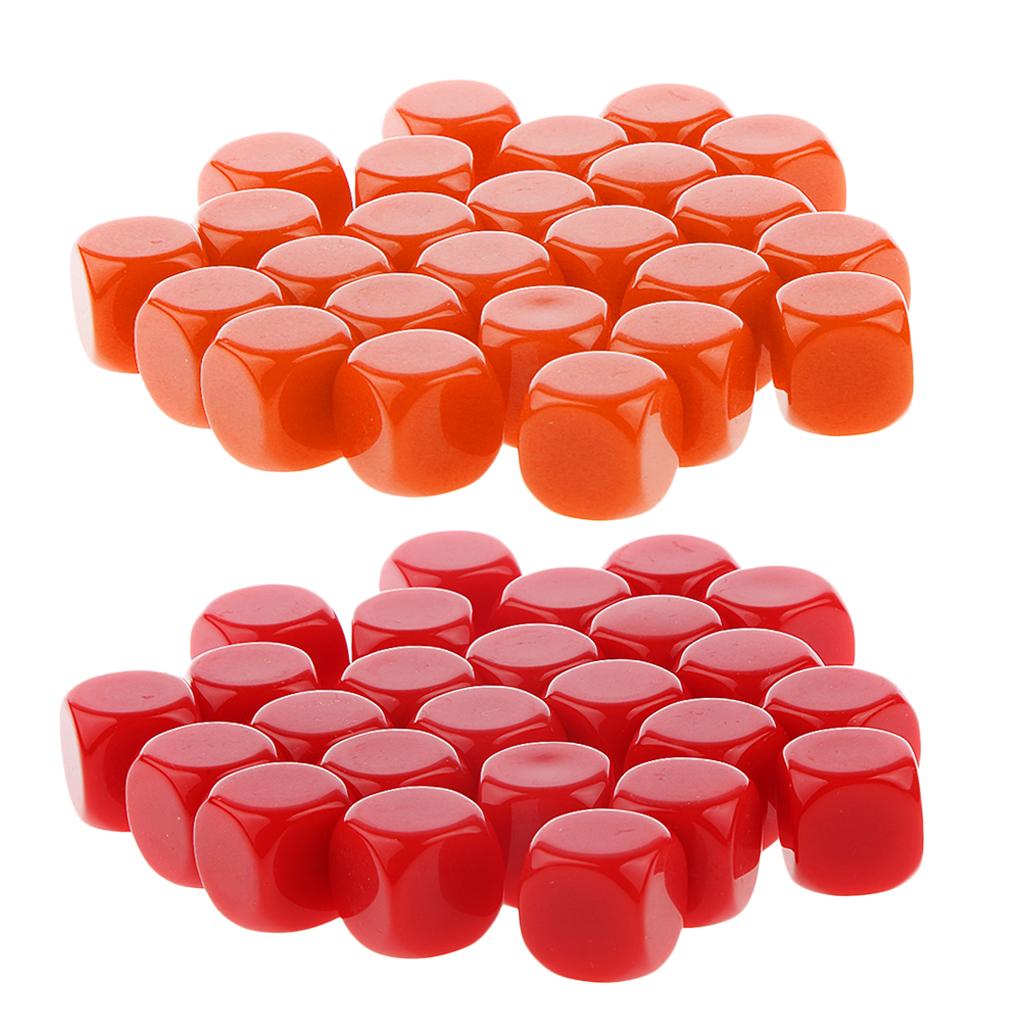 50 Pieces Opaque Blank Six Sided Dice D6 for D&D RPG Gaming Red and Orange