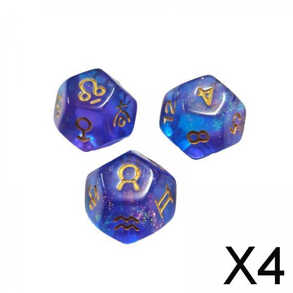 4x3 Pieces D12 Polyhedral Dice Astrology Dices for Card Game Role Playing Game Style G