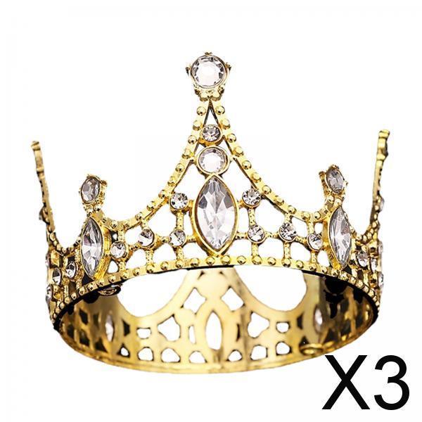 3xHairband Tiaras Modern Tiaras Headpieces for Themed Parties Wedding Birthday gold