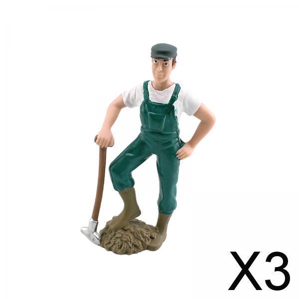 3xFarmer People Figures Realistic Farm Keeper Figurines for Reward Gift man farmer