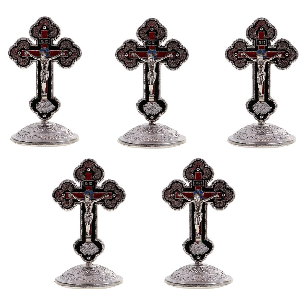 5 Pieces Crucifix Statues Jesus Christ Figurines INRI Sticky Bottom Ornament