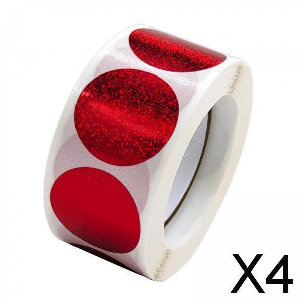 4x500x/Roll Self Adhesive Seal Stickers for Boutiques Greeting Card DIY Crafts Red
