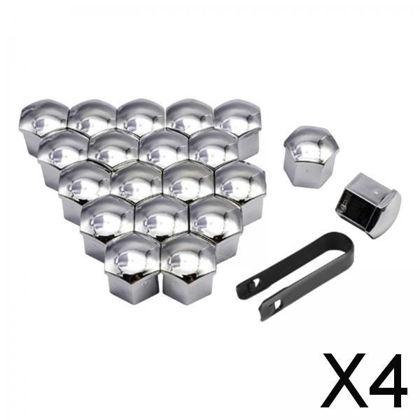 4x20 Pieces Car Wheel Nut Caps Covers Anti Rust Wheel Rim Cover Wheel Nut Caps Silver 17mm