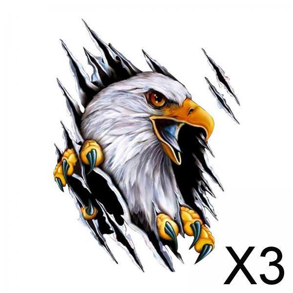 3xEagle Car Sticker Decals Simulation Cartoon for Bumpers Motorcycle Right