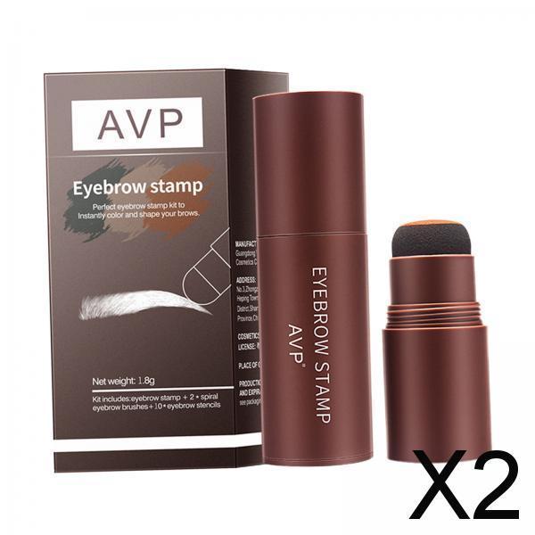 2xEyebrow Stamp Stencil Kit Eyebrow Stamp Shaping Kit for Girls Starters Women Dark Brown