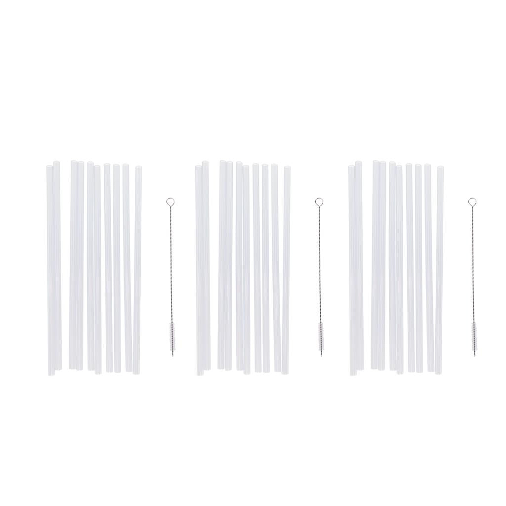 30x Reusable Hard Drinking Straws + 3x Cleaning Brush Birthday Party Decor