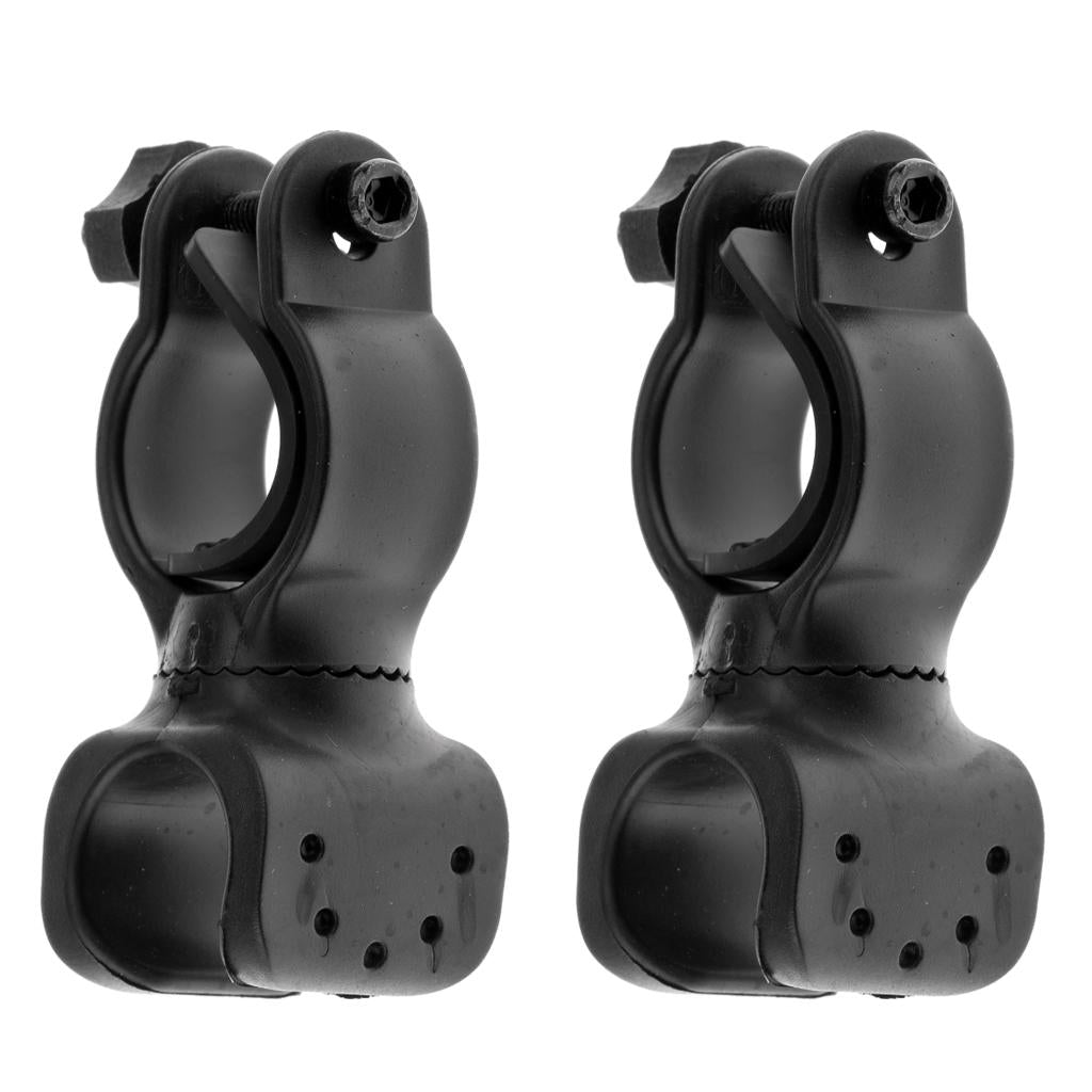 2Pcs 360 Degree Rotation Bike Cycling Flashlight Mount Holder Clamps Black
