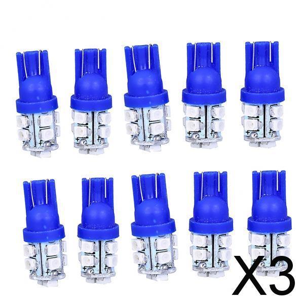 3x10 Pieces T10-3528-10SMD Ice Blue LED Wedge License Plate Light Bulbs