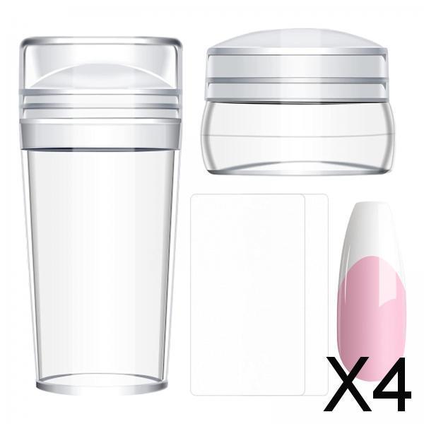 4x4 Pieces French Nail Stamper Clear Silicone Stamping Professional Detachable
