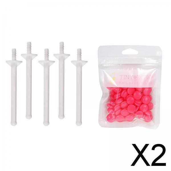 2x1Bag Depilatory Wax Waxing Beads Hair Removal Set & 5x Applicator Strawberry