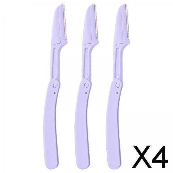 4x3 x Foldable Eyebrow Trimmer Razor Steel Blade Reusable for Men Women Purple