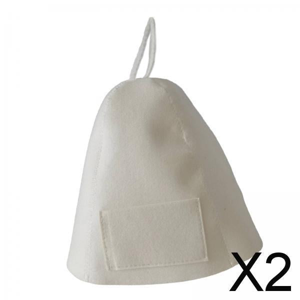 2xSauna Hat Head Protection Steam Room Hat for Shower Woman & Man White