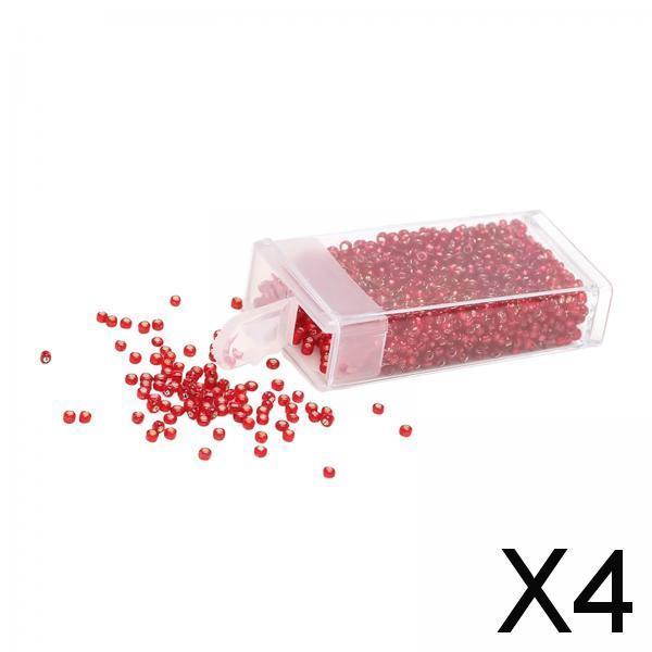 4x1000Pcs Glass Seed Beads Kit 2mm Craft Beads for Crafting DIY Jewelry Making Red