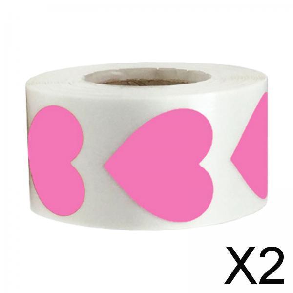 2xHeart Stickers 500Pcs Valentines Day Decoration for Birthdays Party Holidays Pink