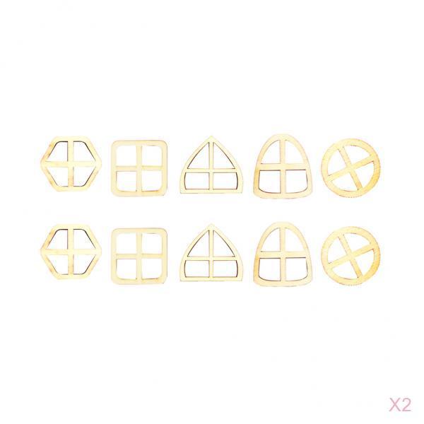 20pcs Set Unpainted Wooden Fairy Windows Shape Craft Embellishments Decor