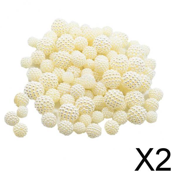 2x100pcs Bayberry Beads Round Loose Spacer Bead for Jewelry Making Mixed Sizes