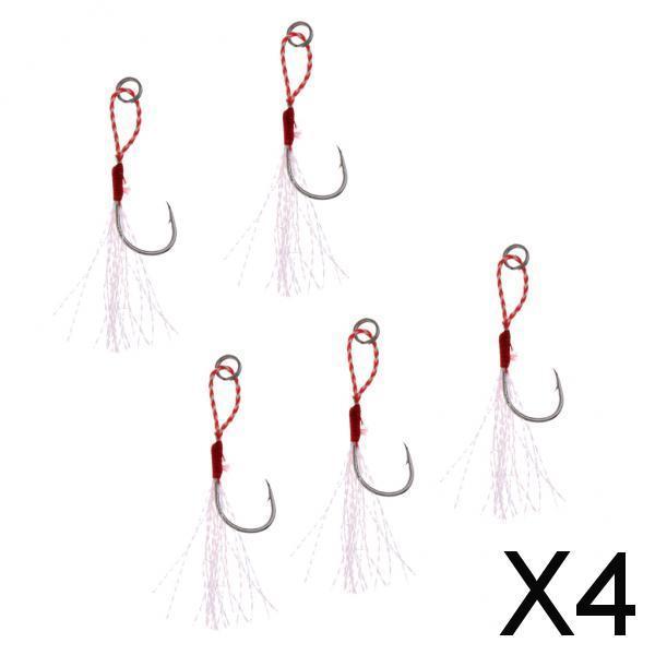 4x5Pcs Assist Hooks Metal Jigging Saltwater Fishing Hook with PE Line 16#
