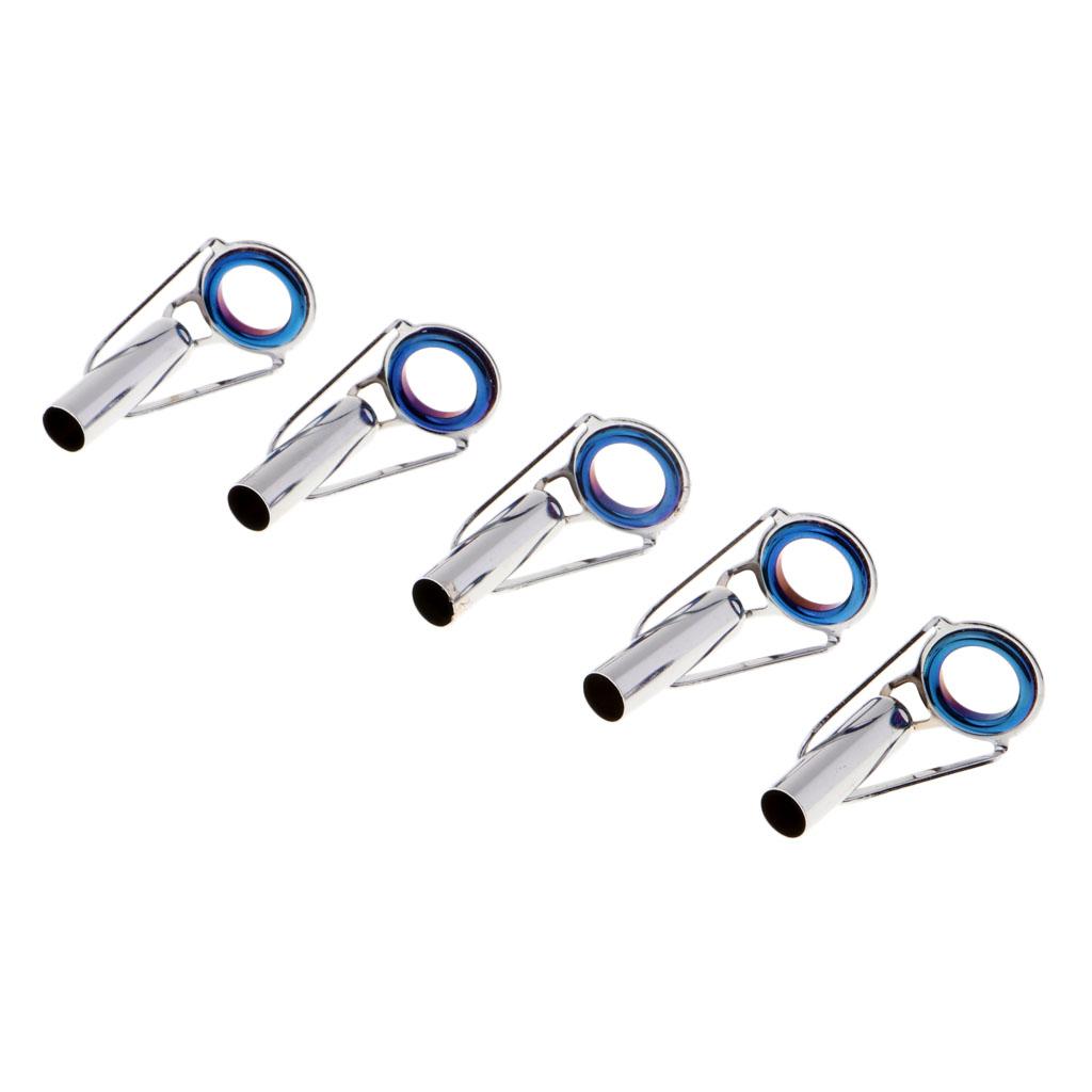 5pcs Fishing Rod Guides Tips Repair Kit Spinning Casting Rod Tip Ring Size 8