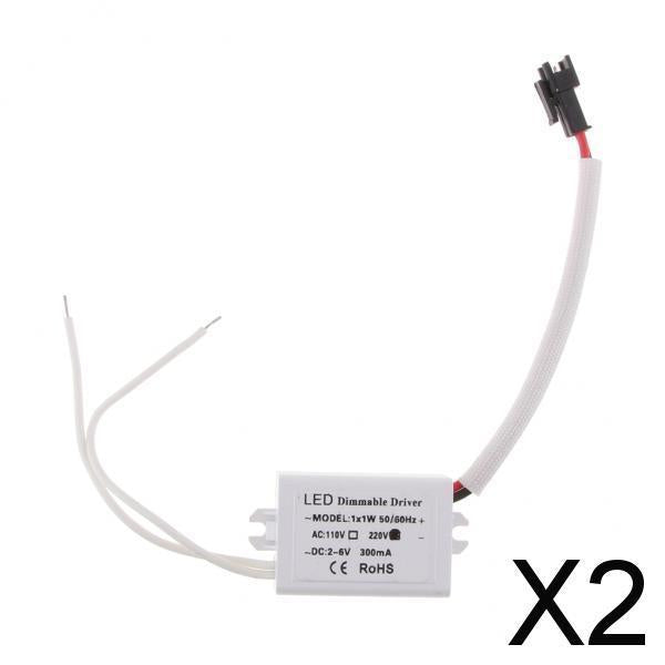 2xDimmable LED Power Supply DC 2-6V 300mA 1x1W for LED Downlights