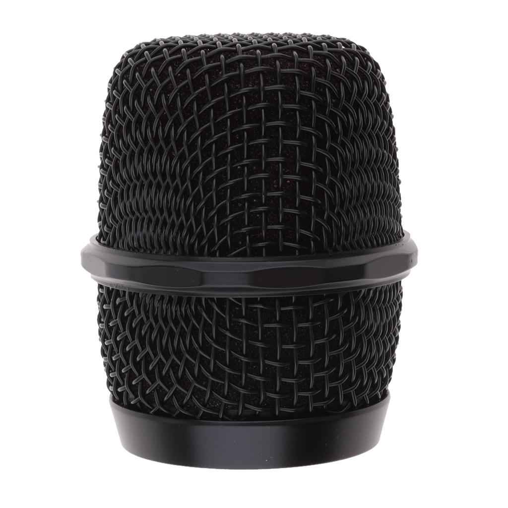 Replacement KTV Handheld Mic Microphone Ball Head Mesh Grill Dia 37mm Black