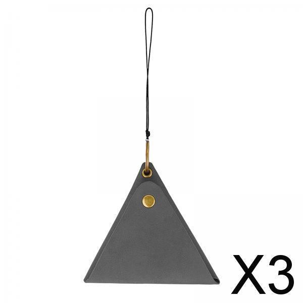 3xHanging Neck Pouch Decorative PU Leather with Removable Lanyard Purse Holder Dark Gray
