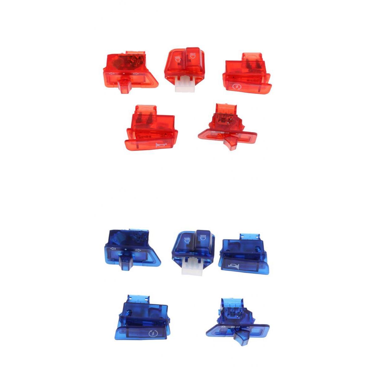 2 Sets Scooter Start Horn Turn Signal Headlight Switch Housing Caps Red+Blue