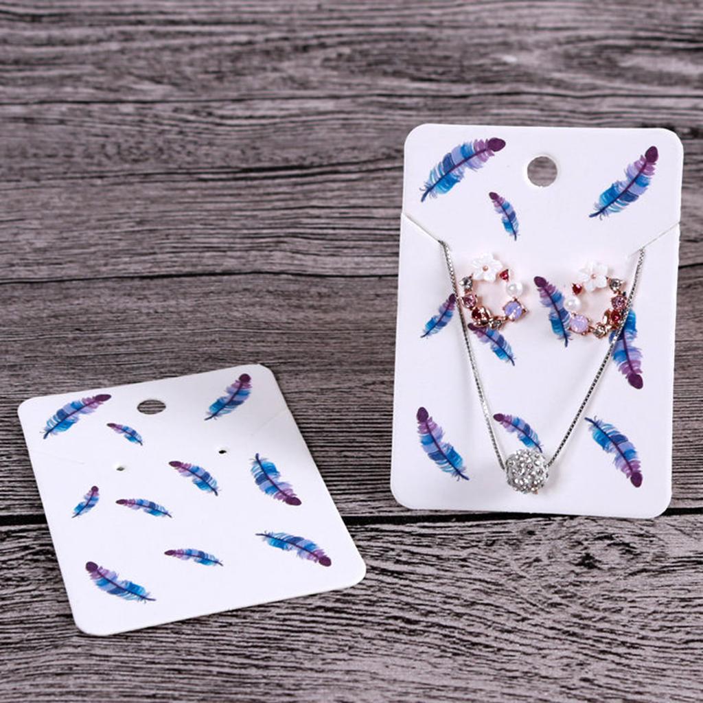 5*7 cm Color Printing Creative Earring Packaging Cards Royal Blue Feathers