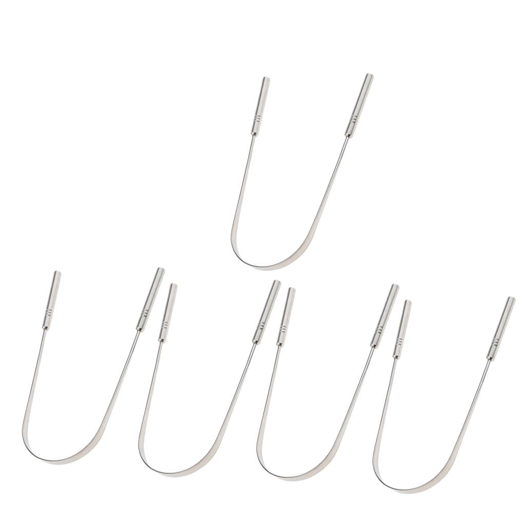 5pcs Stainless Tongue Cleaner Scraper Oral Hygiene Care Bad Breath Sweeper