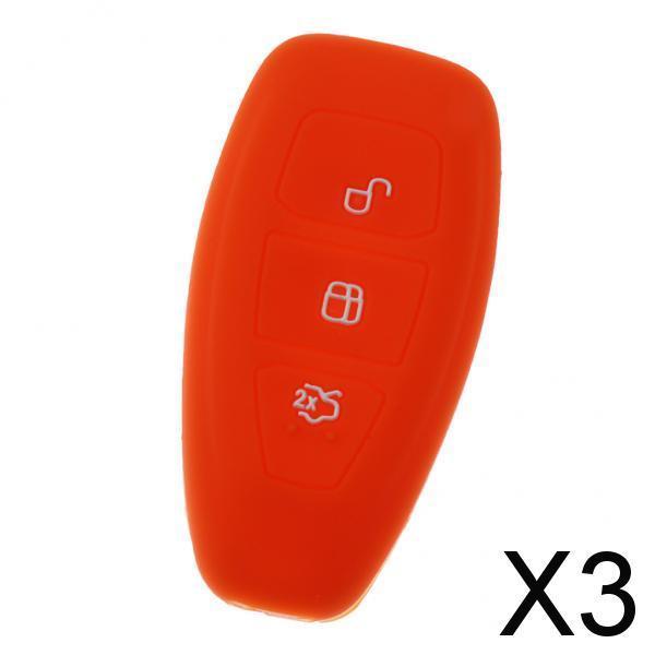 3x3 Buttons Remote Key Silicone Case Cover For Ford Fiesta C-Max Mondeo Orange