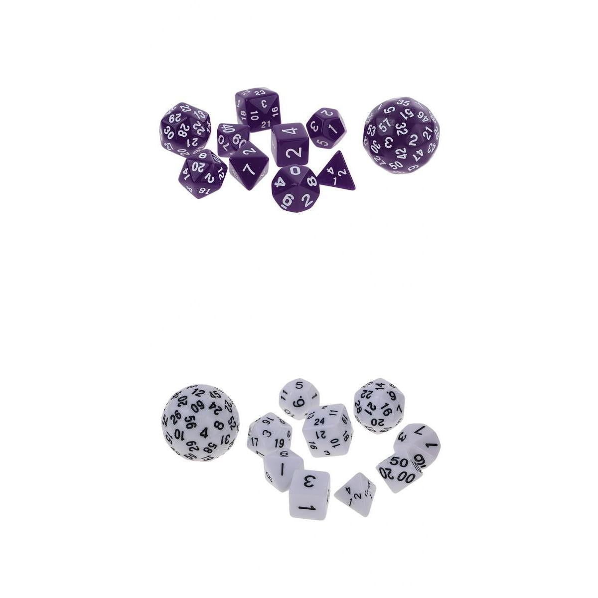 20pcs Digital Dices Multi-sided Dice Set for RPG Playing Game Purple & White