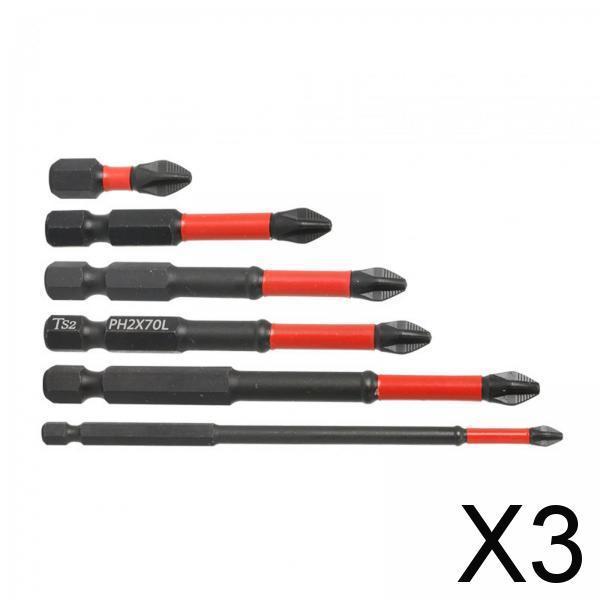 3x6 Pieces Cross Screwdriver Bit Cross Slot Screwdriver Bit Set for Car Garden Drill bit