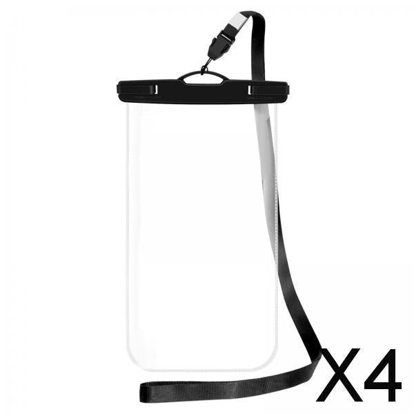 4xProfessional Waterproof Phone Bag Pouch Universal HD for Hiking Swimming Black