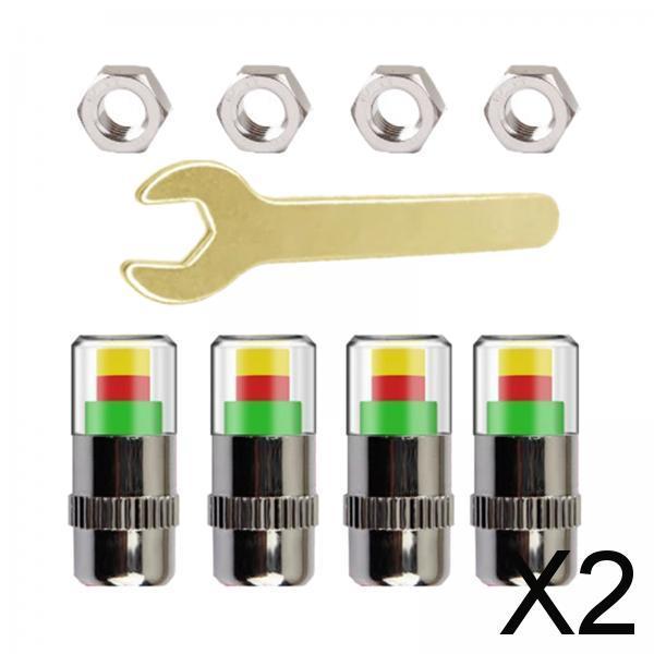 2x4 Pieces 2.4 Bar Car Tire Pressure Monitor Valve Stem Caps 3 Color for Bike Silver