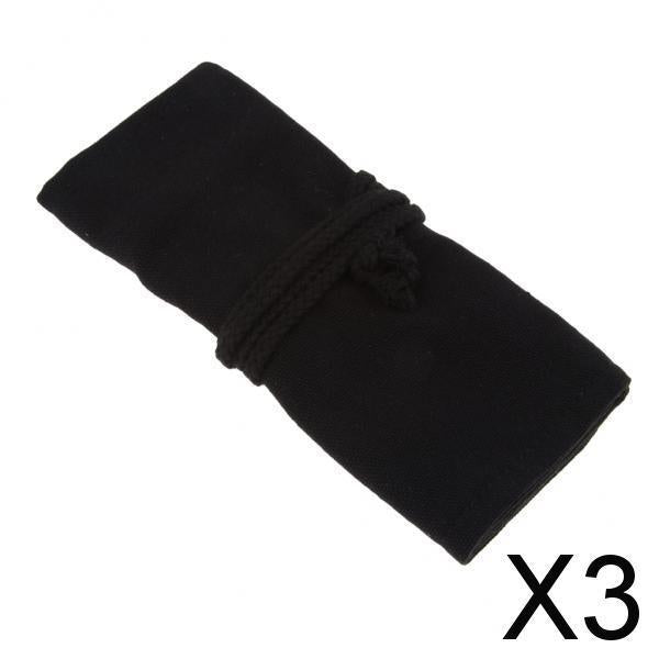 3xCanvas Colored Pencils Wrap Roll Up Case Organizer Pen Bag Pouch 244x195x3mm